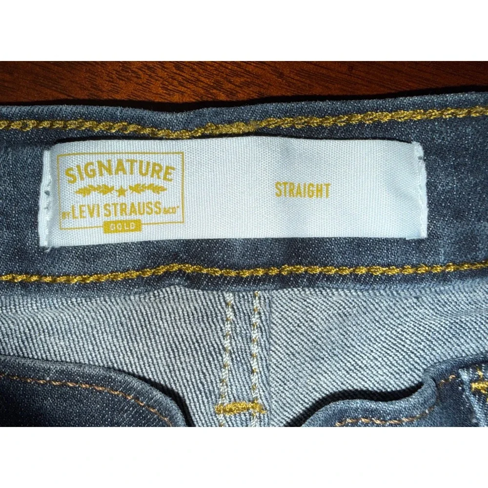 Levi Signature Men Straight Leg Jeans 34x32 Dark Blue Gold Label Incredibly Soft